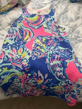 Lilly Pulitzer Blue, Pink, Lime & Aqua Shell-Print Shift Dress